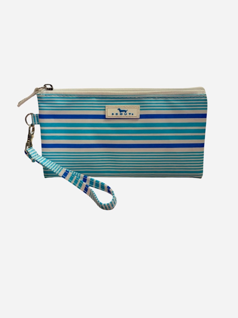 Blue and White Striped Scout Kate Wristlet